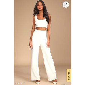 Only Tonight Ivory Two-Piece Wide-Leg Jumpsuit Set